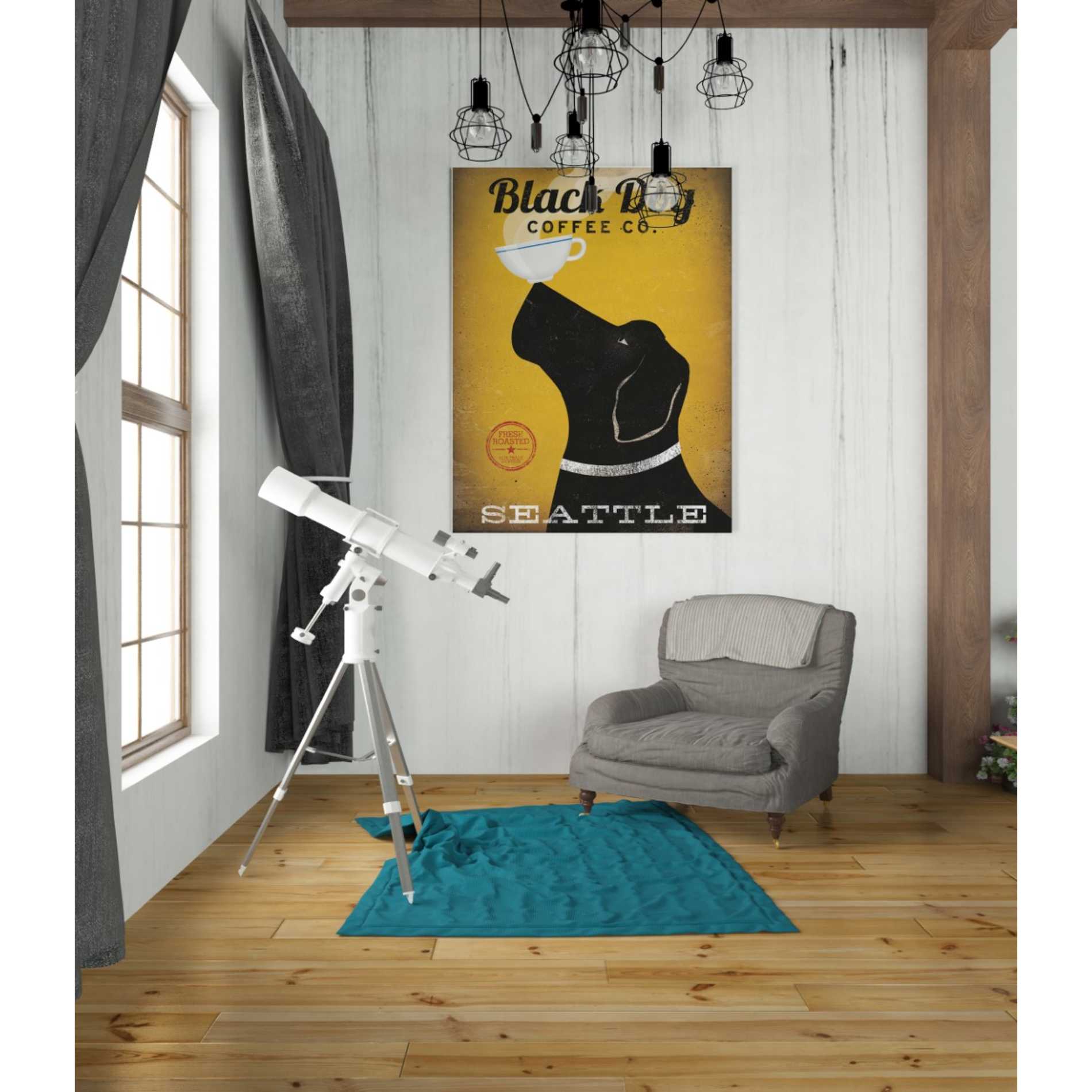 'Black Dog Coffee Co Seattle' by Ryan Fowler, Canvas Wall Art,26 x 34