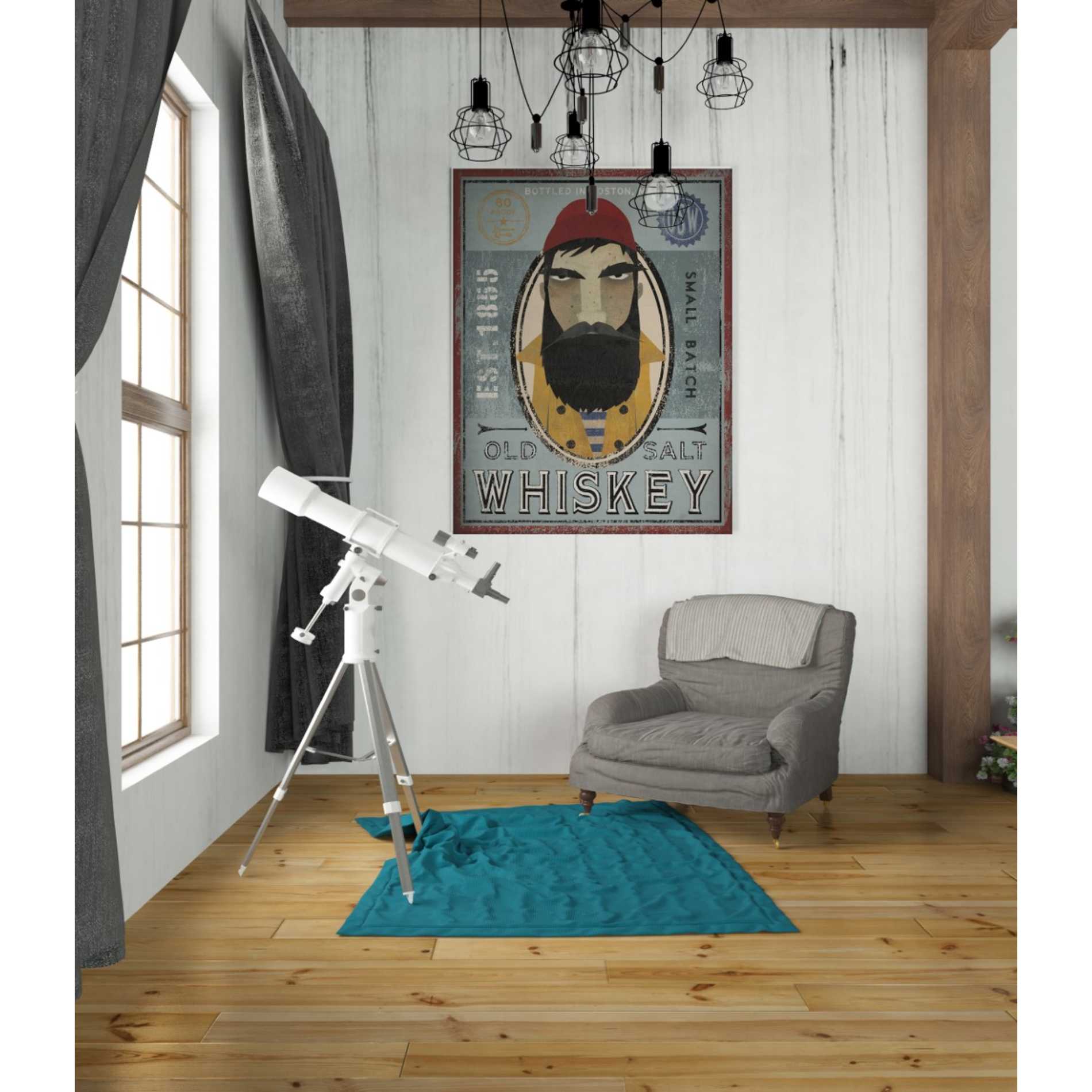 'Fisherman VI Old Salt Whiskey' by Ryan Fowler, Canvas Wall Art,26 x 34