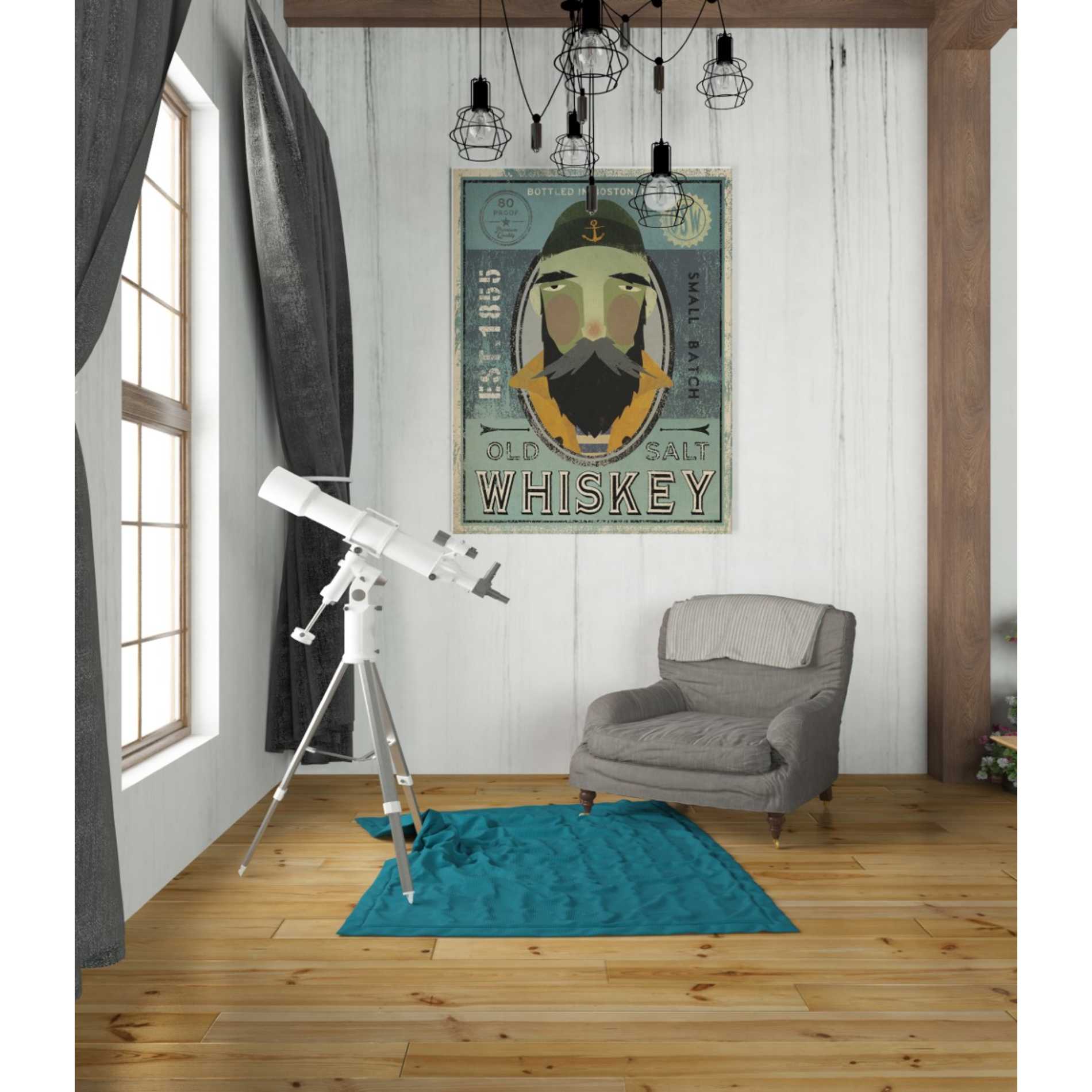 'Fisherman V Old Salt Whiskey' by Ryan Fowler, Canvas Wall Art,26 x 34