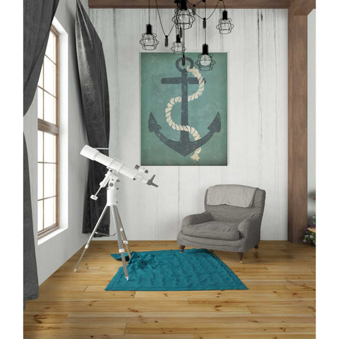 Image of 'Nautical Anchor Vertical Blue' by Ryan Fowler, Canvas Wall Art,26 x 34