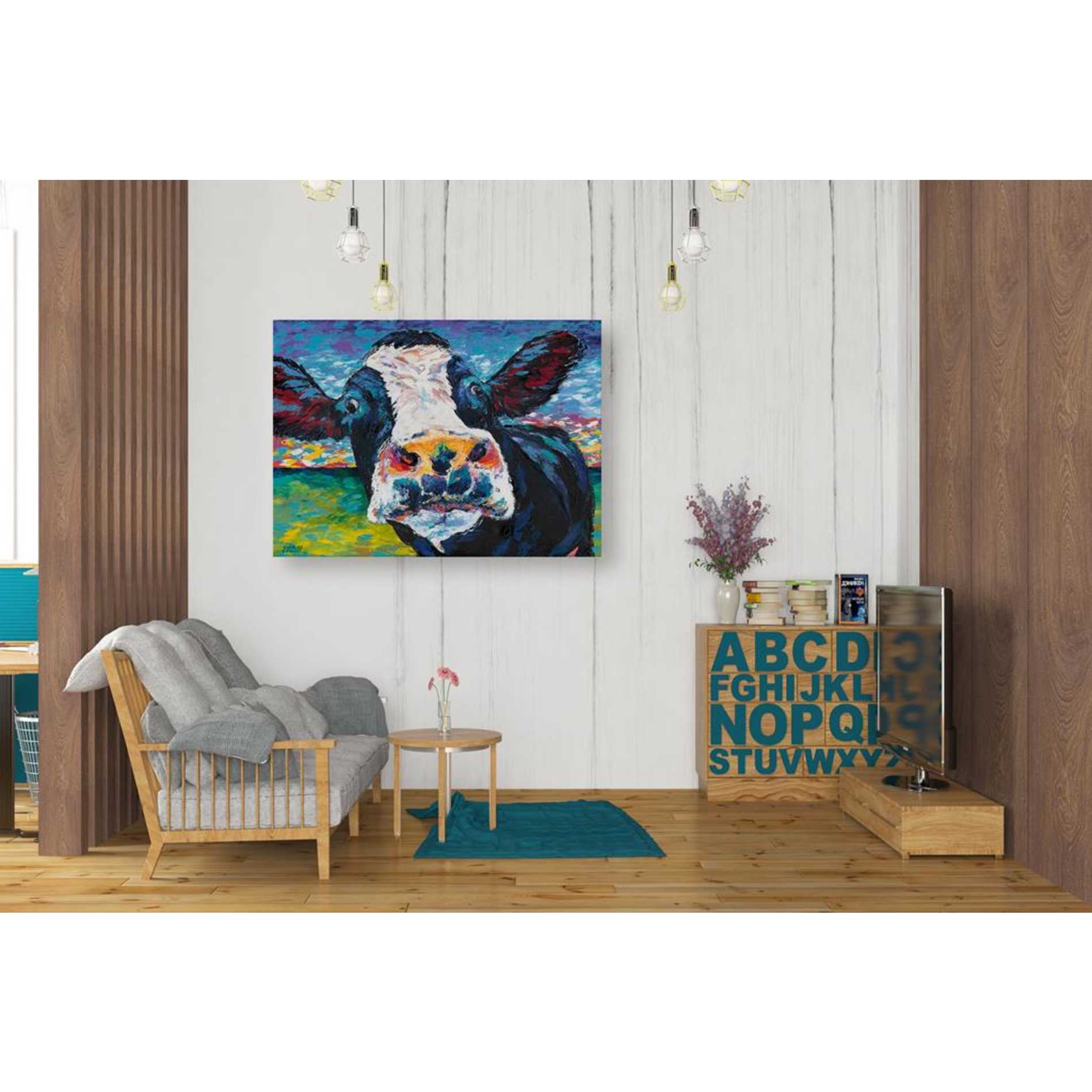 'Curious Cow II' by Carolee Vitaletti Giclee Canvas Wall Art