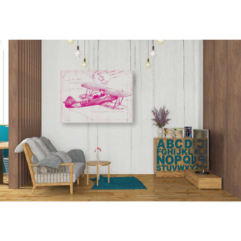 Image of 'Flight Schematic I in Pink' by Ethan Harper Canvas Wall Art,34 x 26