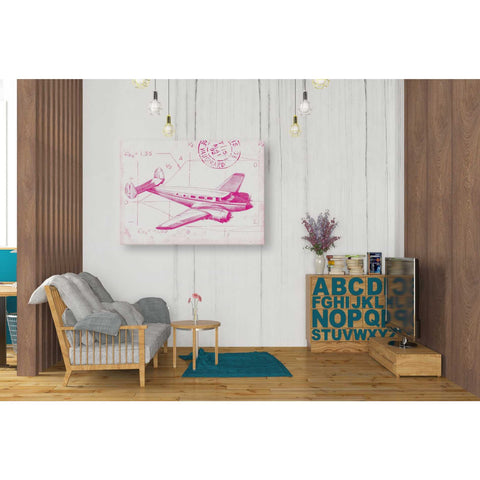 Image of 'Flight Schematic IV in Pink' by Ethan Harper Canvas Wall Art,34 x 26