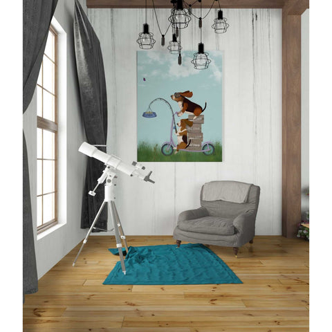 Image of 'Basset Hound Scooter' by Fab Funky Giclee Canvas Wall Art