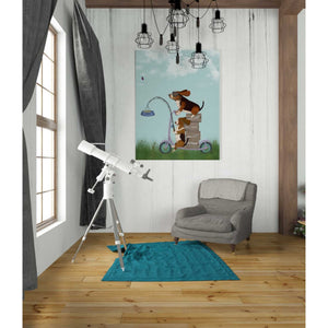 'Basset Hound Scooter' by Fab Funky Giclee Canvas Wall Art
