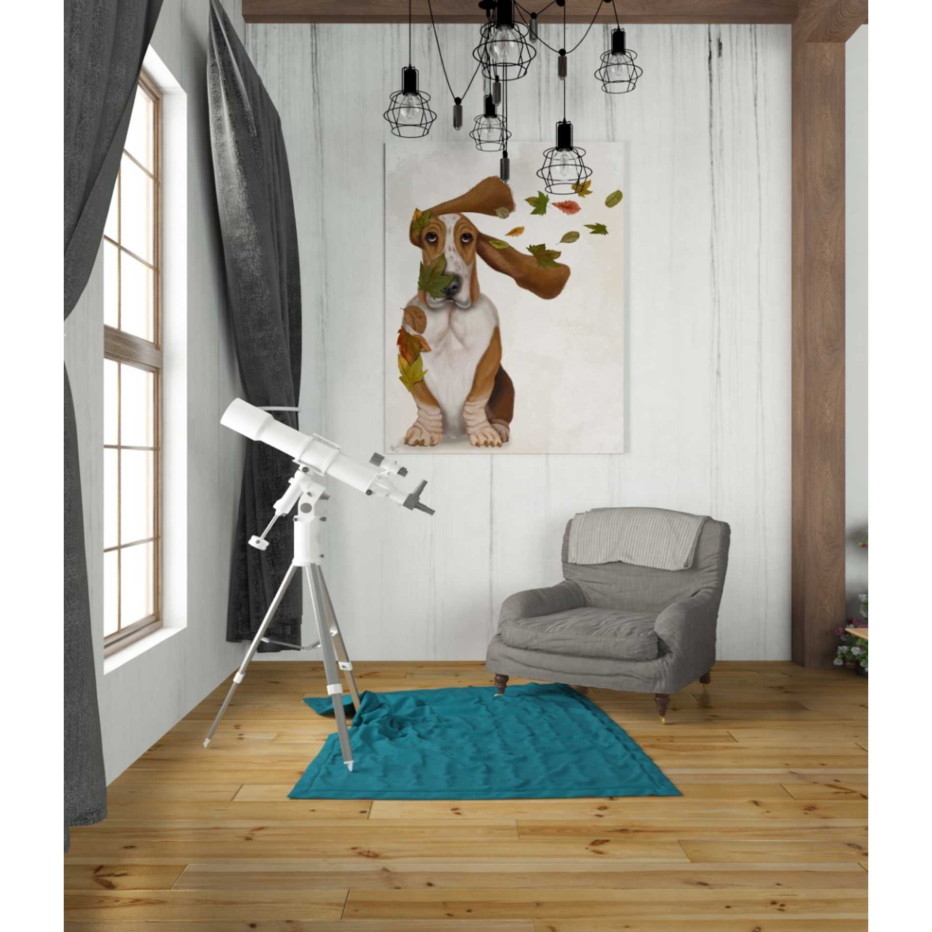 'Basset Hound Windswept and Interesting' by Fab Funky Giclee Canvas Wall Art