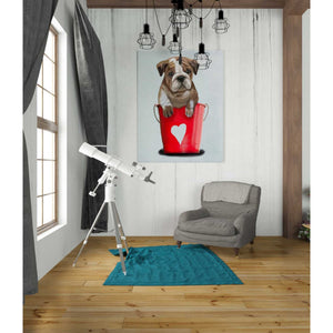 'Bulldog Bucket Of Love, Red' by Fab Funky Giclee Canvas Wall Art