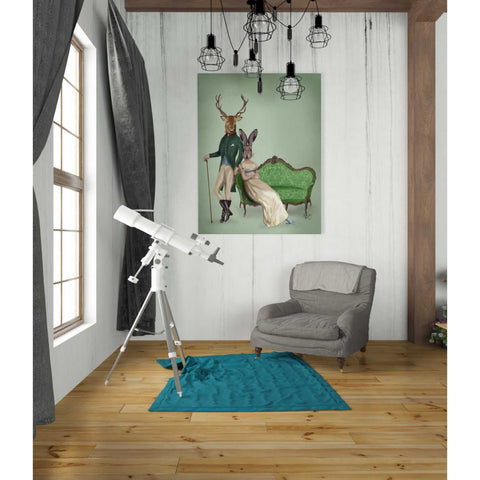 Image of 'Mr Deer and Mrs Rabbit' by Fab Funky Giclee Canvas Wall Art