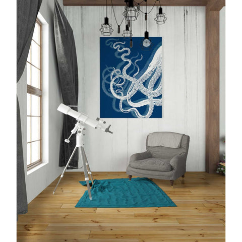 Image of 'Octopus Tentacles Blue And White' by Fab Funky Giclee Canvas Wall Art