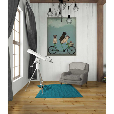 Image of 'Pug Tandem' by Fab Funky Giclee Canvas Wall Art
