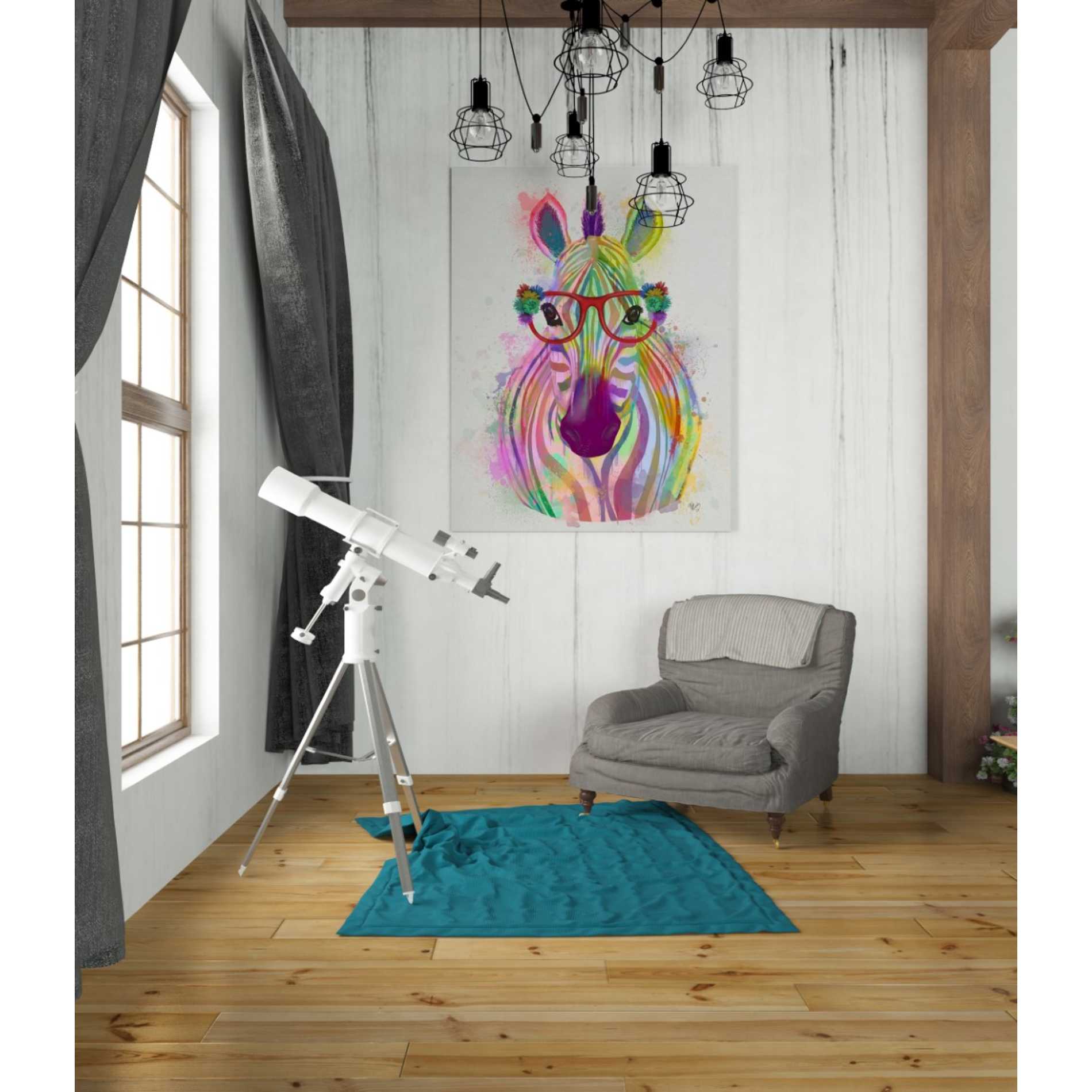 'Zebra Rainbow Splash 1' by Fab Funky Giclee Canvas Wall Art