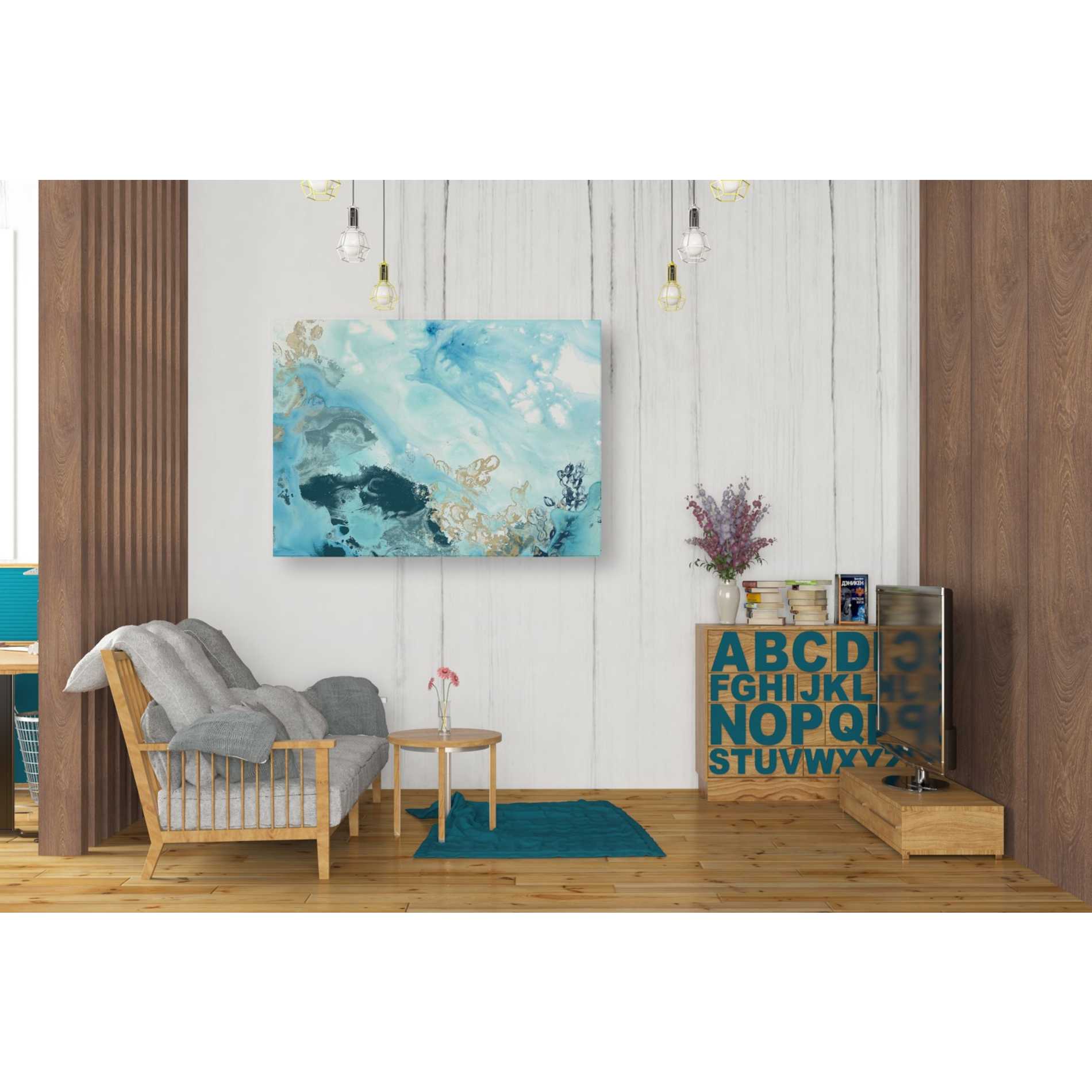 'Aqua Wave Form II' by June Erica Giclee Canvas Wall Art