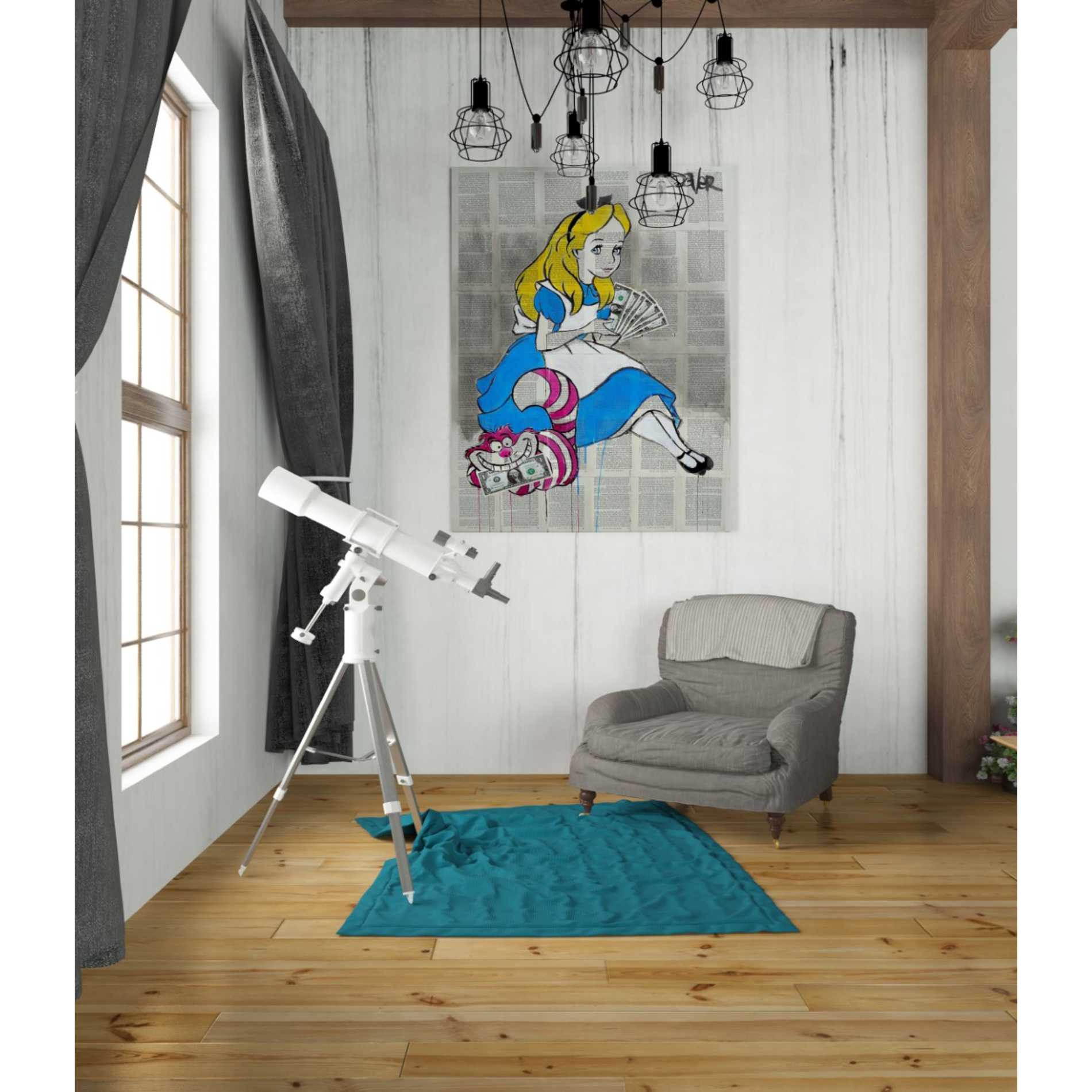 'Alice In Moneyland' by Loui Jover, Canvas Wall Art,26 x 34