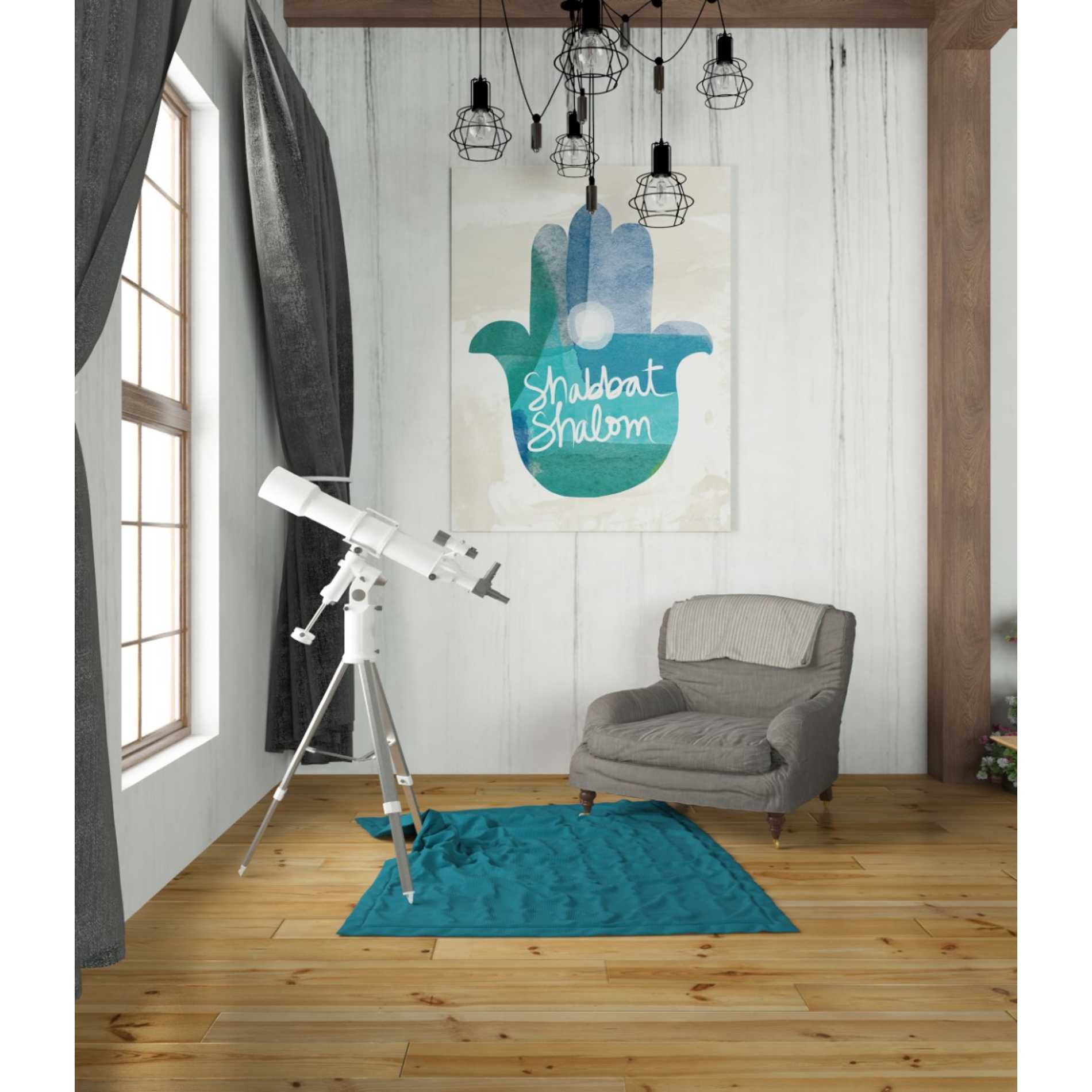 'Shabbat Shalom Hamsa' by Linda Woods, Canvas Wall Art,26 x 34