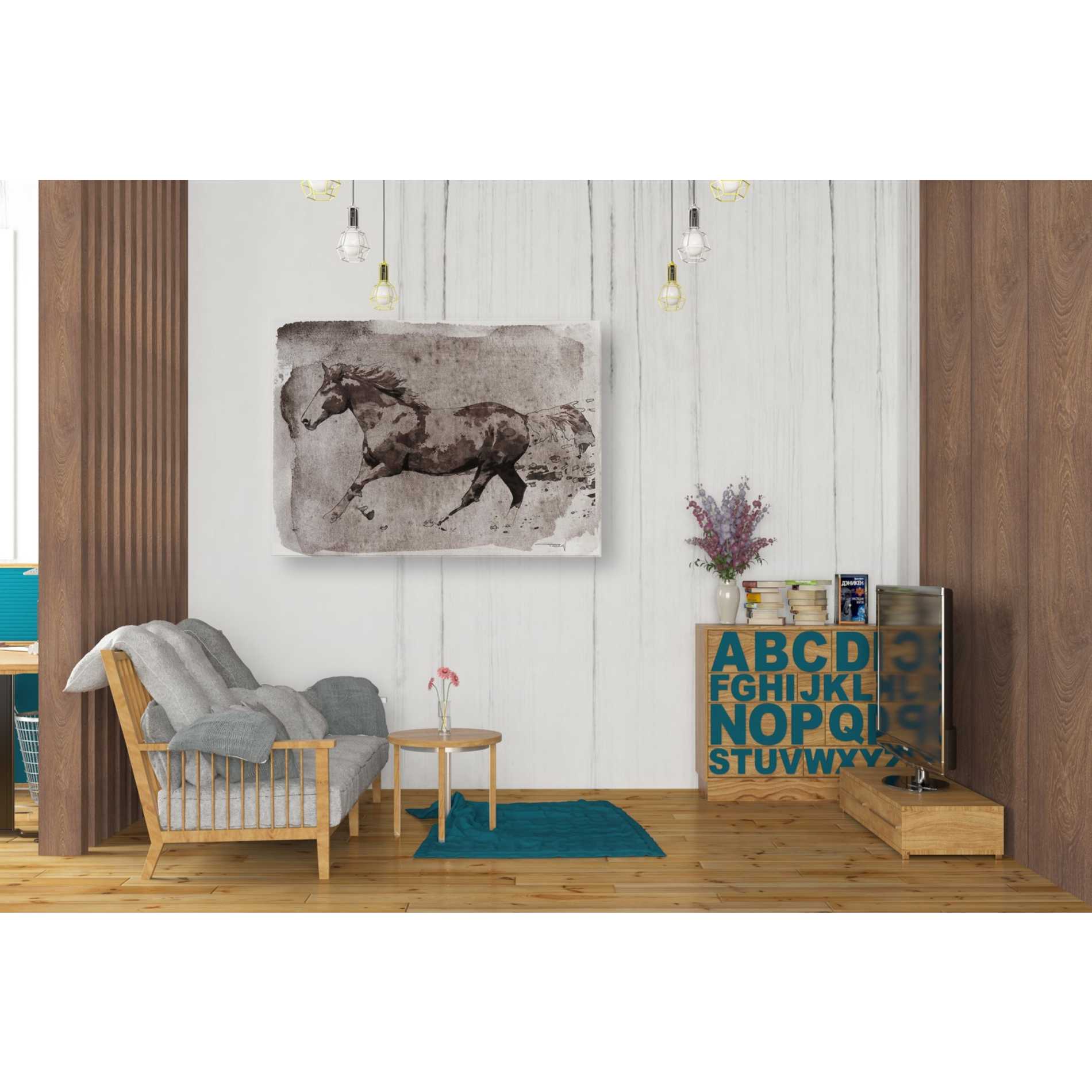 'Brown Horse Running' by Irena Orlov, Canvas Wall Art,34 x 26