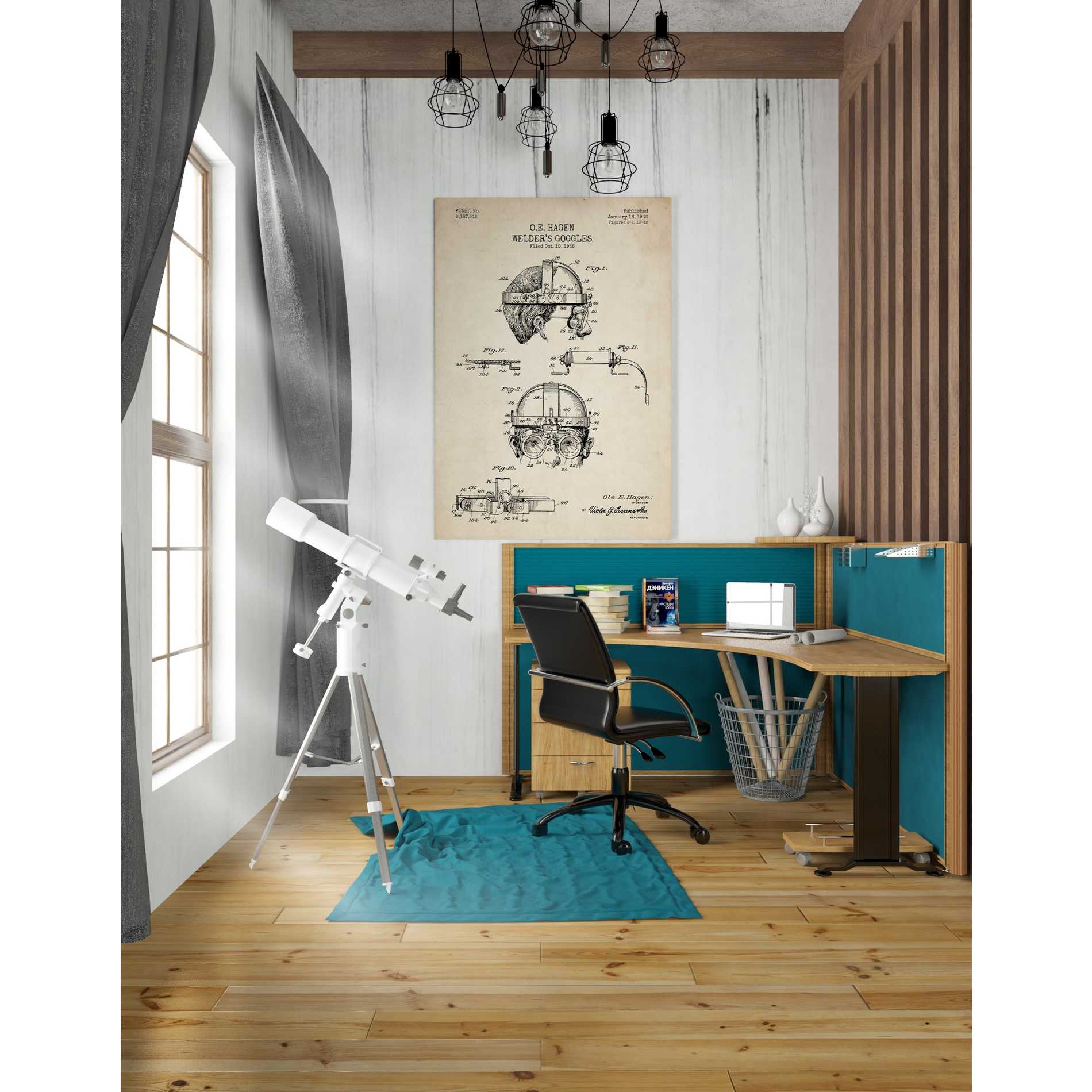 'Welding Goggles Blueprint Patent Parchment' Canvas Wall Art,26 x 40