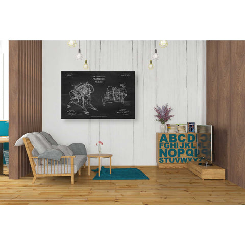 Image of 'Printing Press Blueprint Patent Chalkboard' Canvas Wall Art,26 x 40