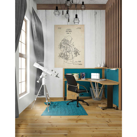 Image of 'Jet Pack Blueprint Patent Parchment' Canvas Wall Art,26 x 40