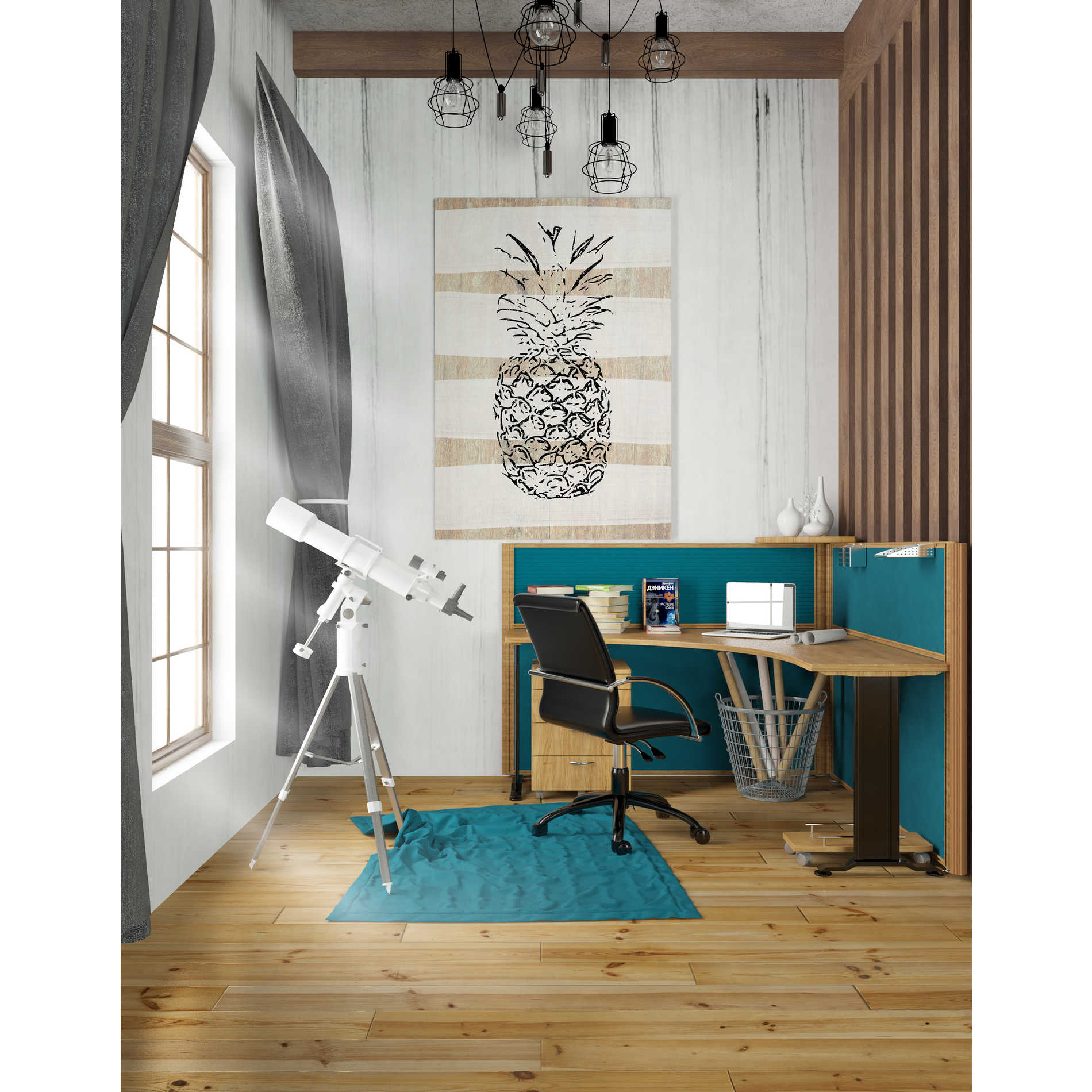 'Simple Stripes Pineapple' by Linda Woods, Canvas Wall Art,26 x 40