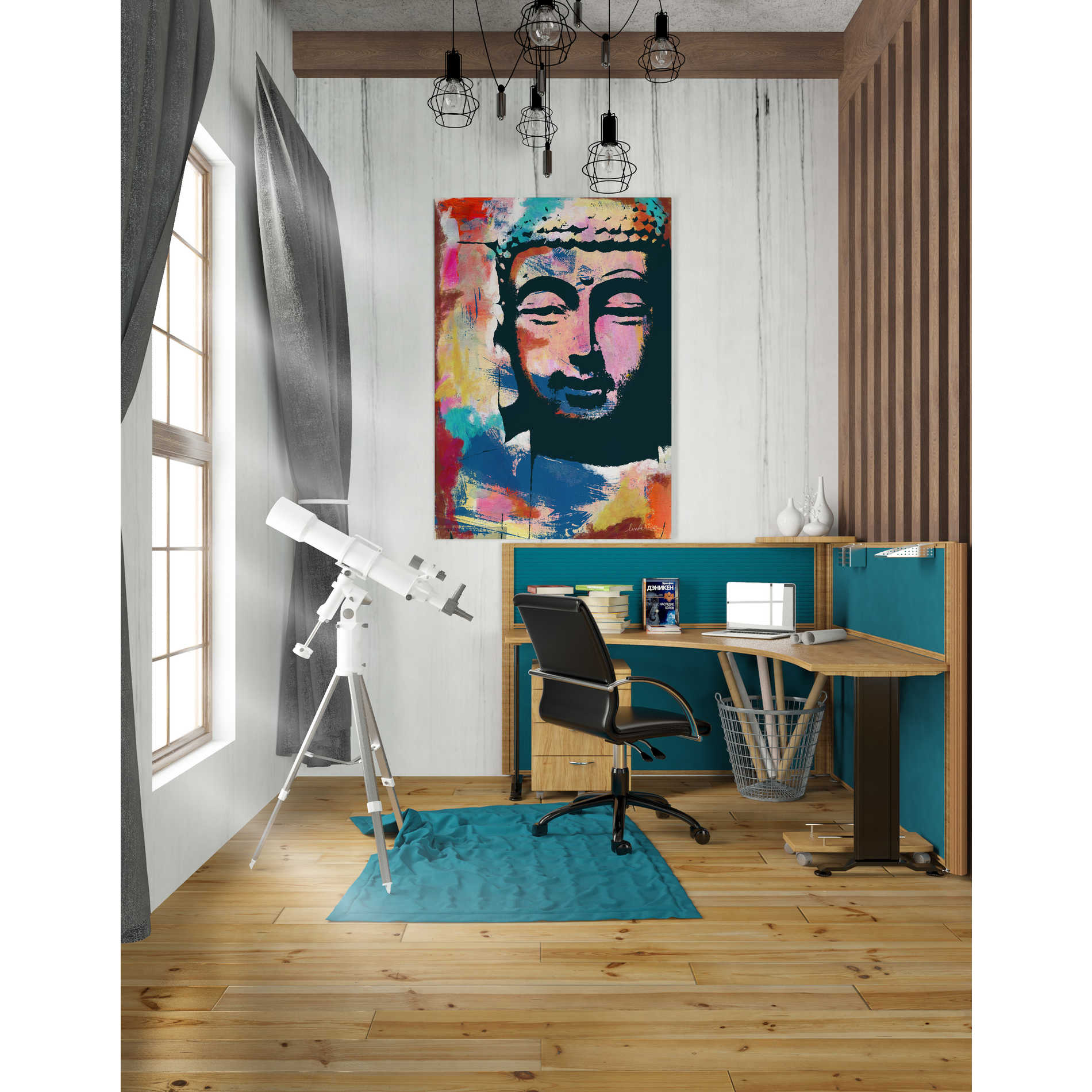 'Painted Buddha II' by Linda Woods, Canvas Wall Art,26 x 40