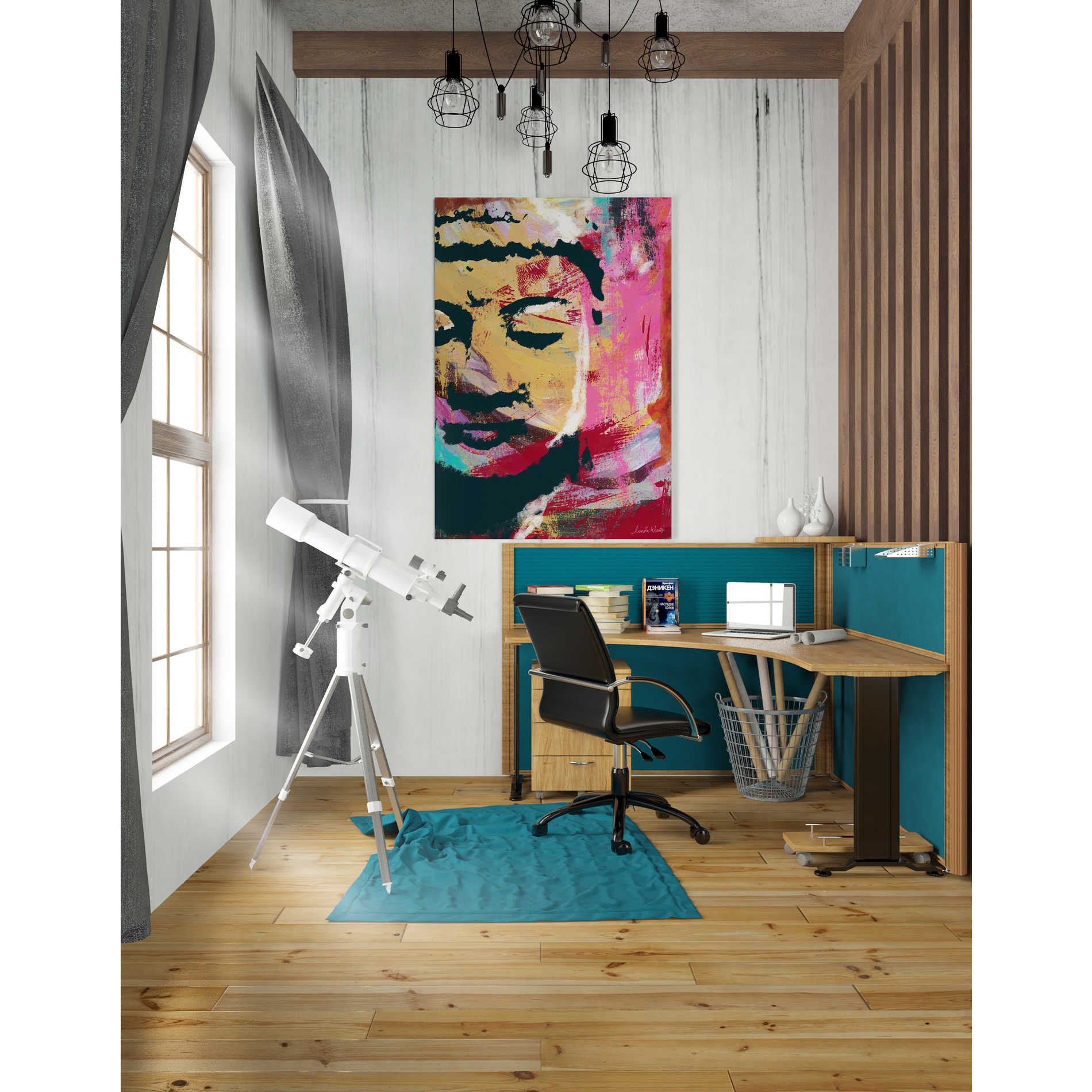 'Painted Buddha III' by Linda Woods, Canvas Wall Art,26 x 40