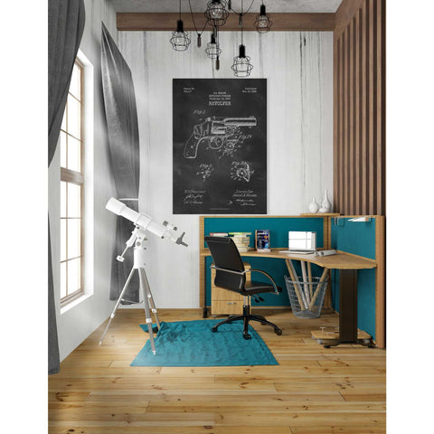 Image of 'Revolver Blueprint Patent Chalkboard' Canvas Wall Art,26 x 40