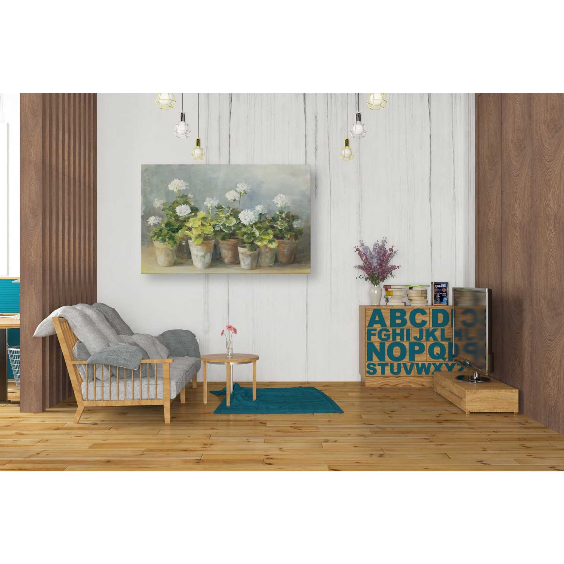 'White Geraniums Crop' by Danhui Nai, Canvas Wall Art,26 x 40