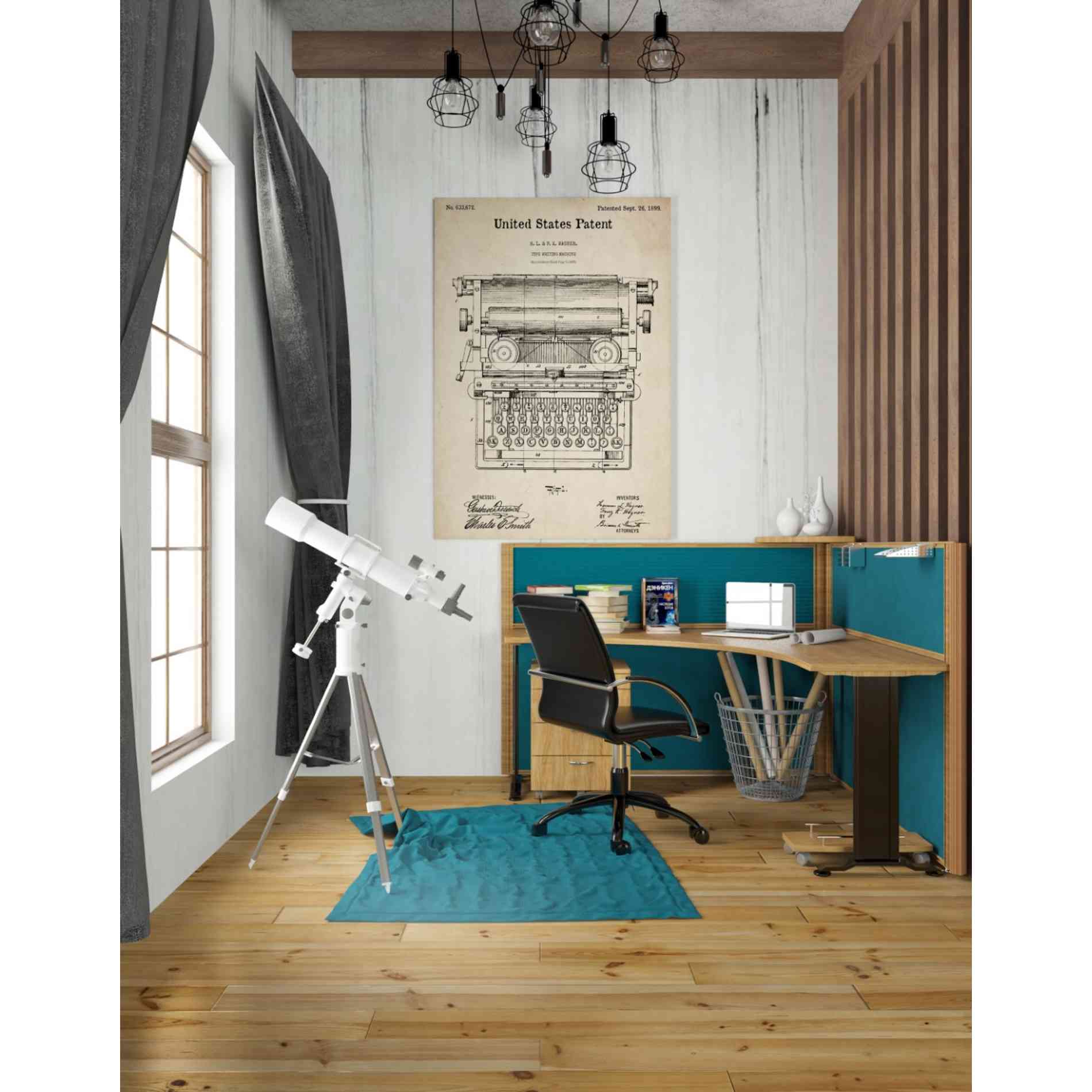 'Typewriter Vintage Patent Blueprint' Canvas Wall Art,26 x 40