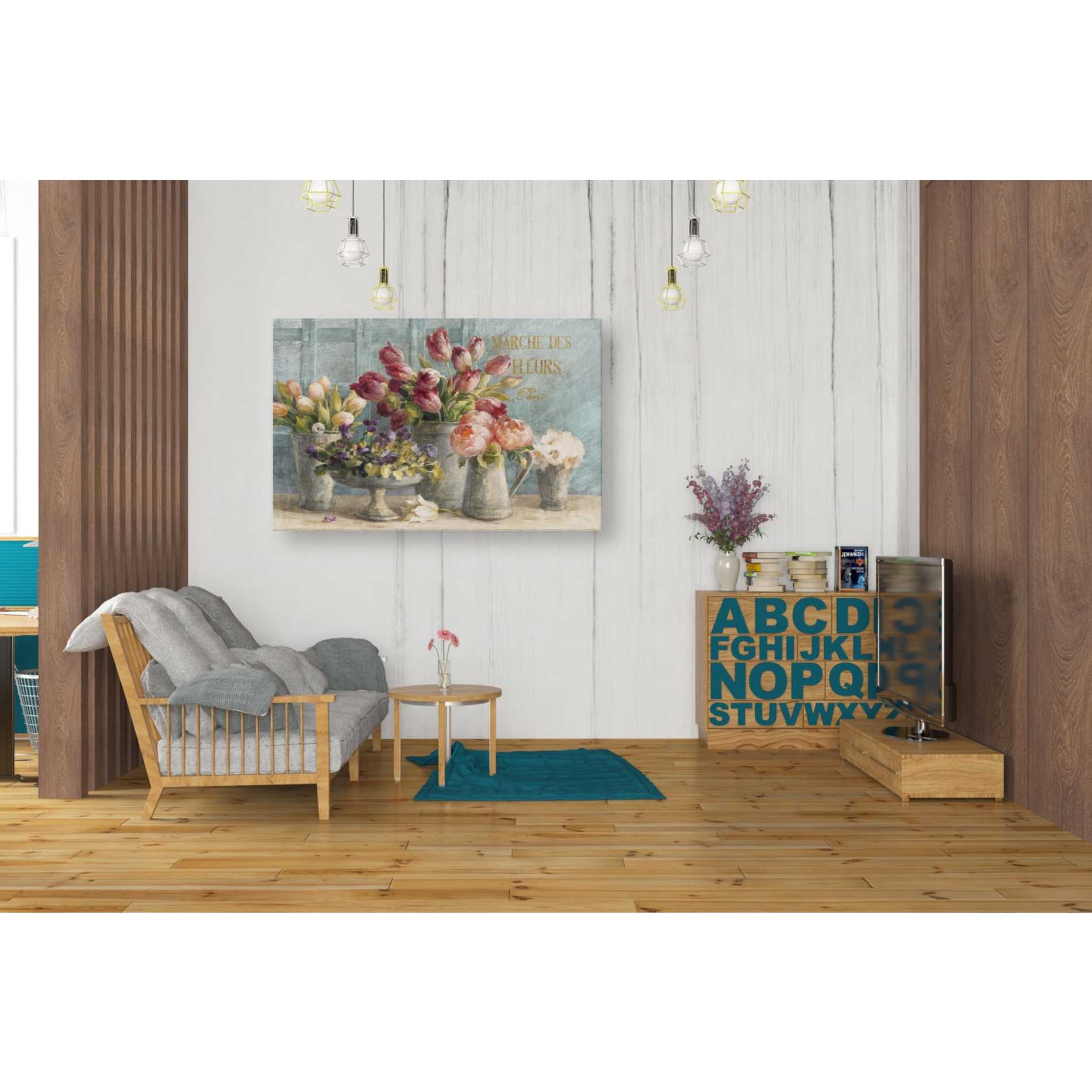 'Marche des Fleurs Blue Gold' by Danhui Nai, Canvas Wall Art,26 x 40