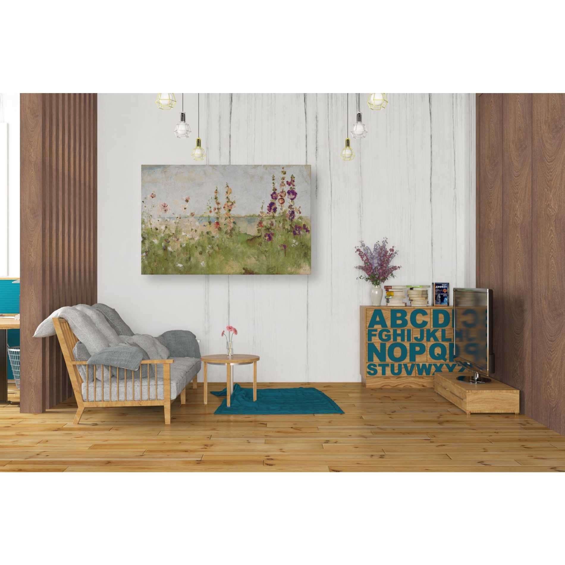 'Hollyhocks by the Sea' by Cheri Blum, Canvas Wall Art,26 x 40