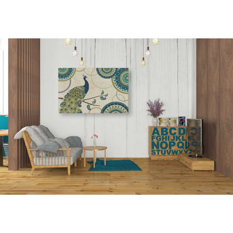 Image of 'Peacock Paradise I' by Veronique Charron, Canvas Wall Art,40 x 26