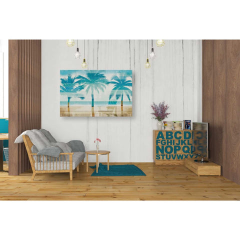 Image of 'Beachscape Palms with chair' by Michael Mullan, Canvas Wall Art,40 x 26