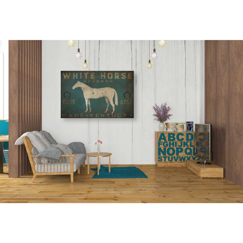 Image of 'White Horse with Words Blue' by Ryan Fowler, Canvas Wall Art,26 x 40
