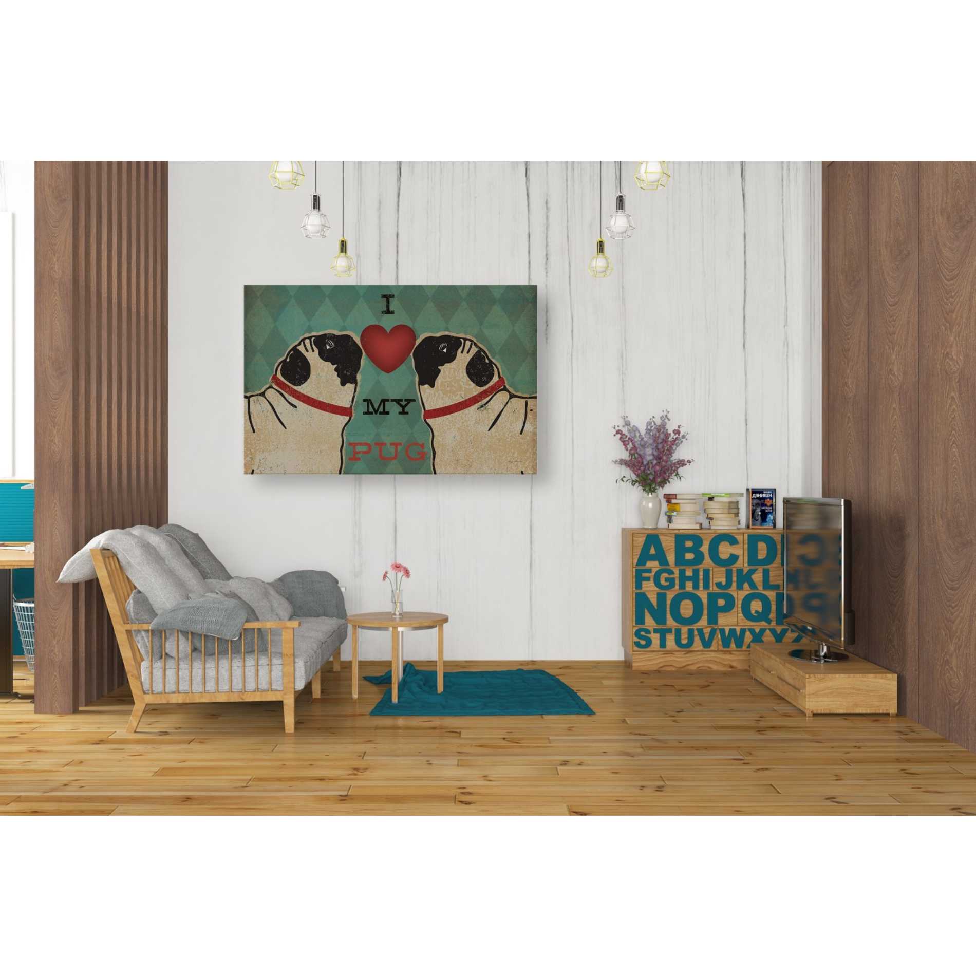 'Pug and Pug - I Love My Pug' by Ryan Fowler, Canvas Wall Art,26 x 40