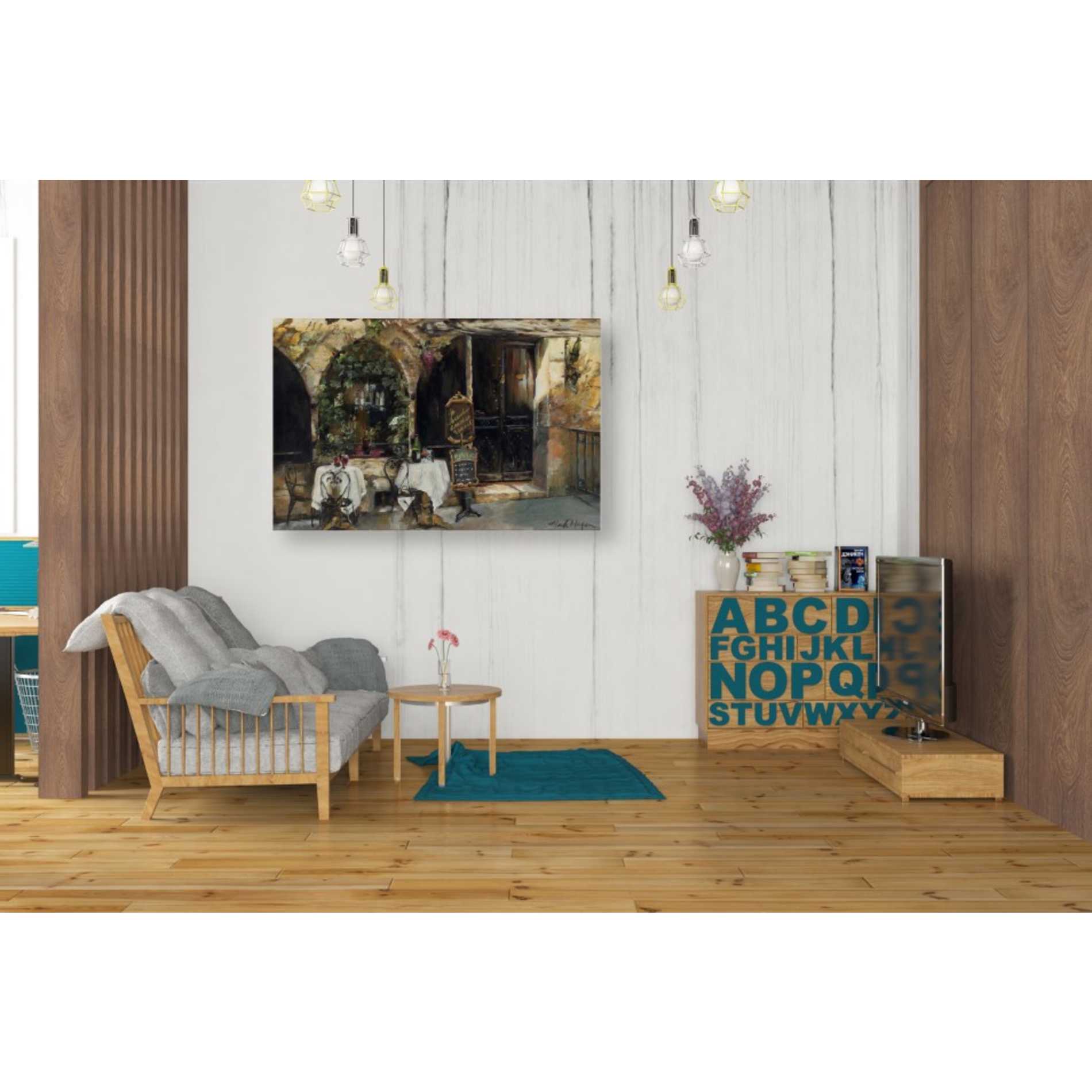 'Meeting at the Cafe' by Marilyn Hageman, Canvas Wall Art,40 x 26