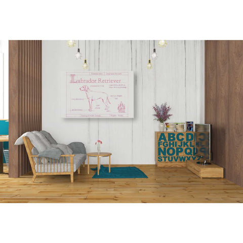 Image of 'Blueprint Labrador Retriever in Pink' by Ethan Harper Canvas Wall Art,40 x 26