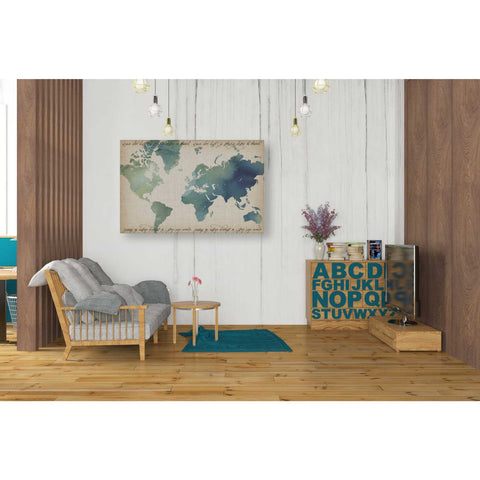 Image of 'Watercolor World Map' by Grace Popp Canvas Wall Art,40 x 26