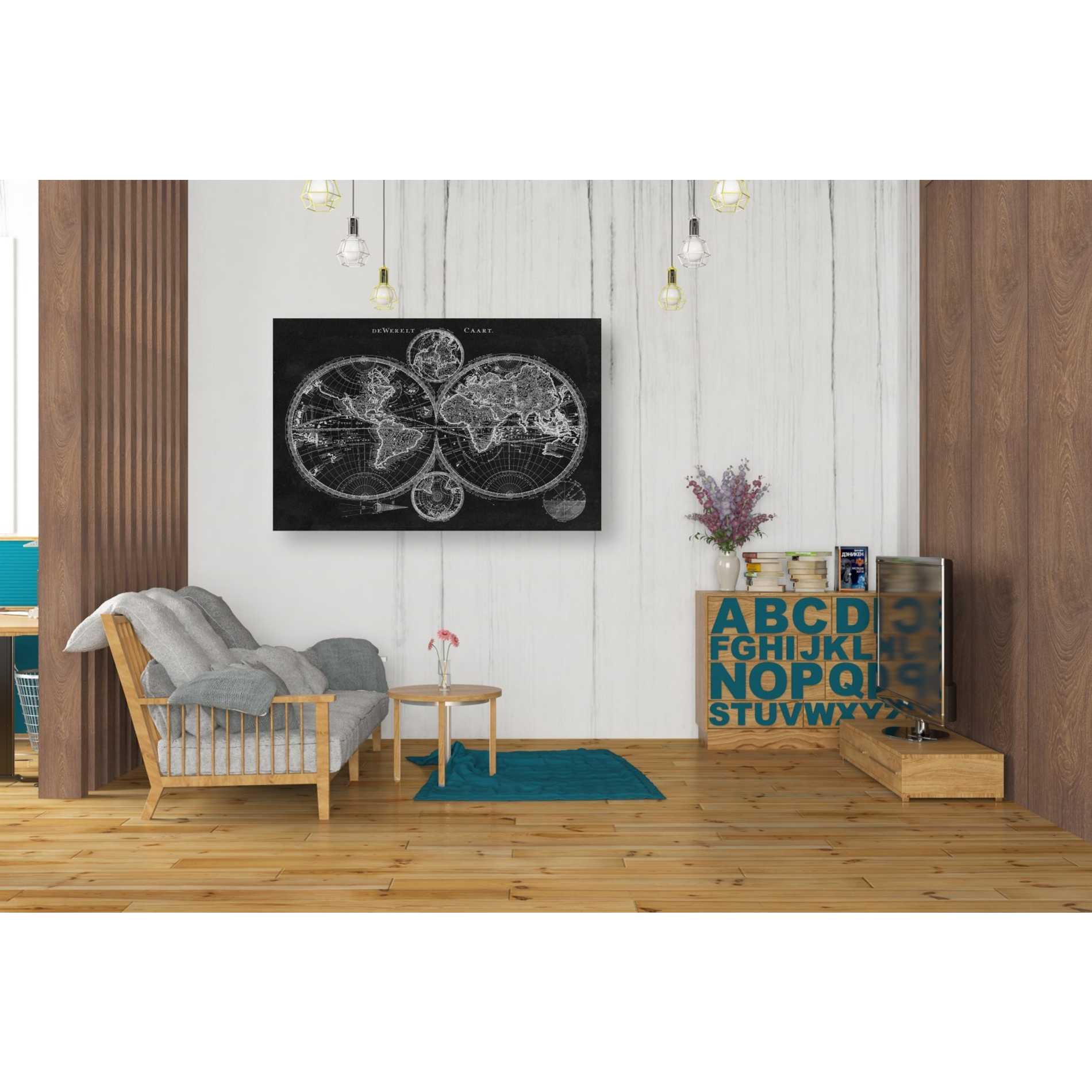 'Charcoal World Map' by Studio W Canvas Wall Art,40 x 26