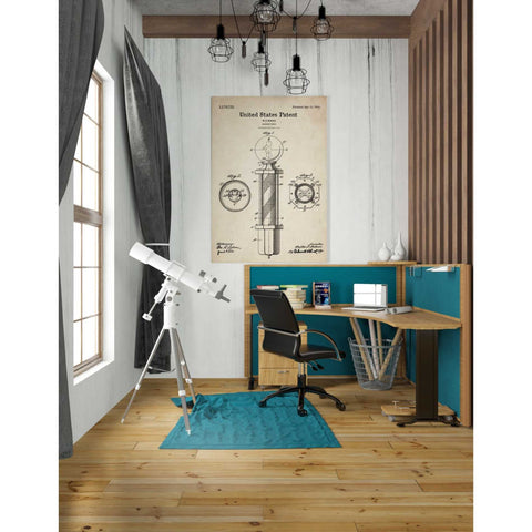 Image of 'Barber Pole Blueprint Patent Parchment' Canvas Wall Art,26 x 40