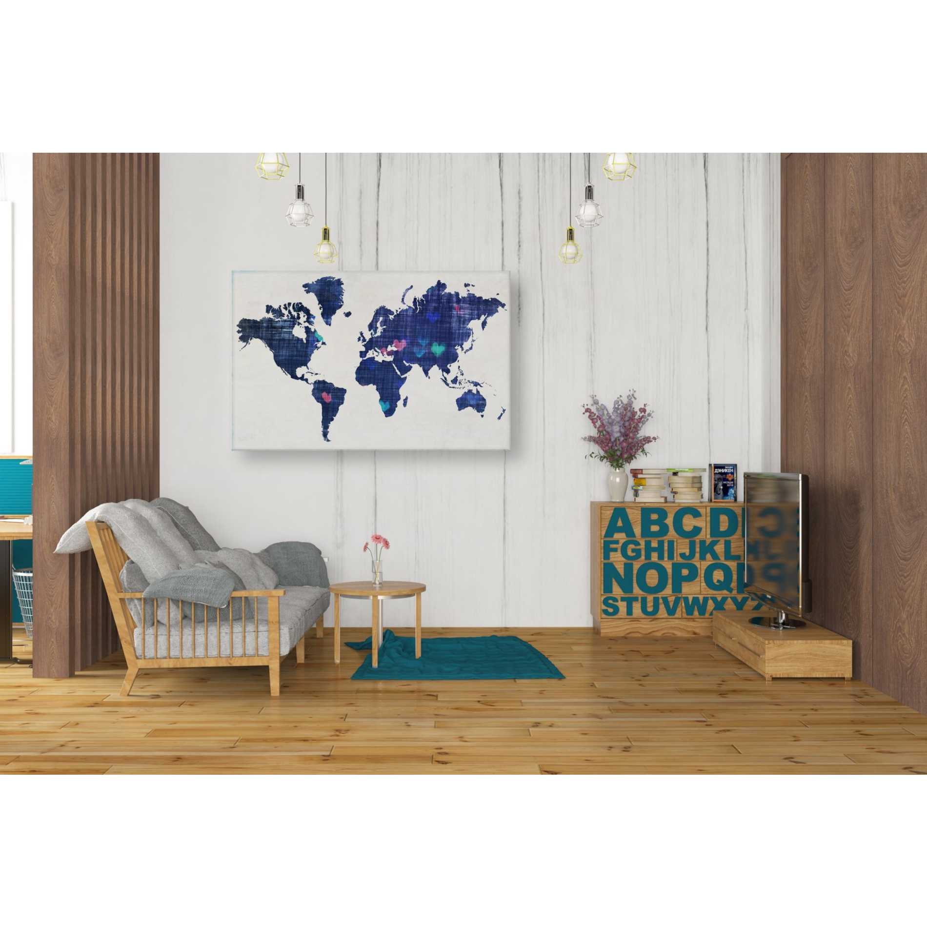 'Hearts World Map 3' by Irena Orlov, Canvas Wall Art,40 x 26