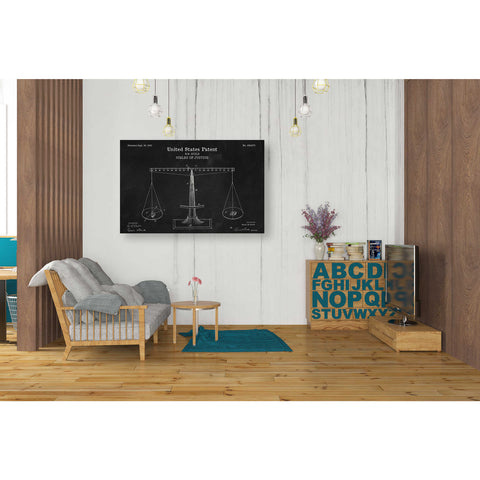 Image of 'Scales of Justice Blueprint Patent Chalkboard' Canvas Wall Art,40 x 26