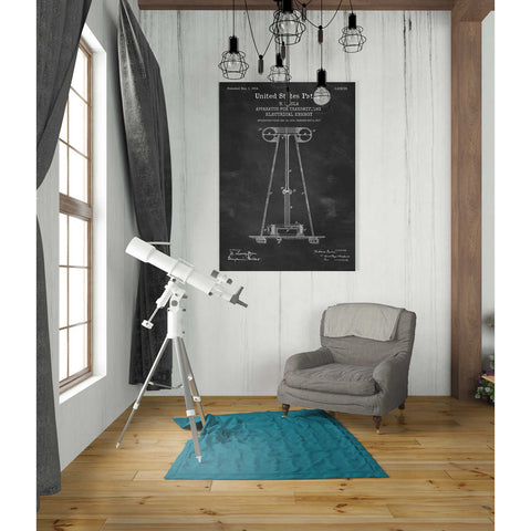 Image of 'Tesla Apparatus for Transmitting Electrical Energy Blueprint Patent Chalkboard' Canvas Wall Art,26 x 40
