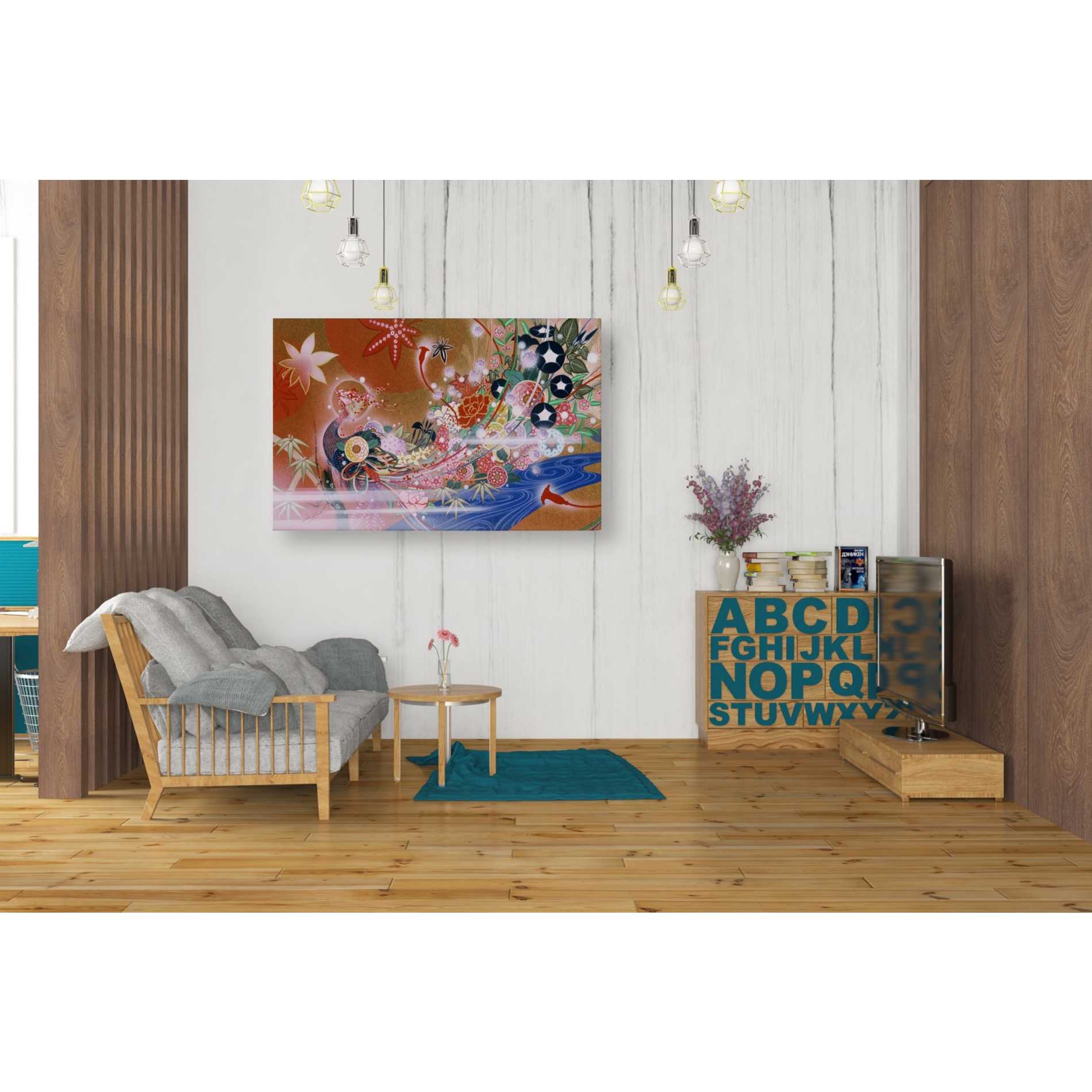'Flowers Peacock' by Zigen Tanabe, Giclee Canvas Wall Art