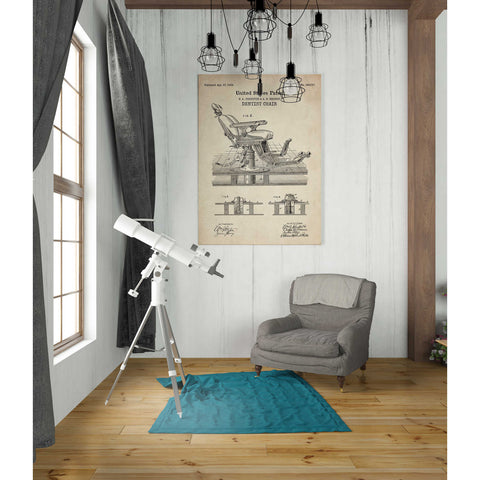 Image of 'Dentist Chair Blueprint Patent Parchment' Canvas Wall Art,26 x 40