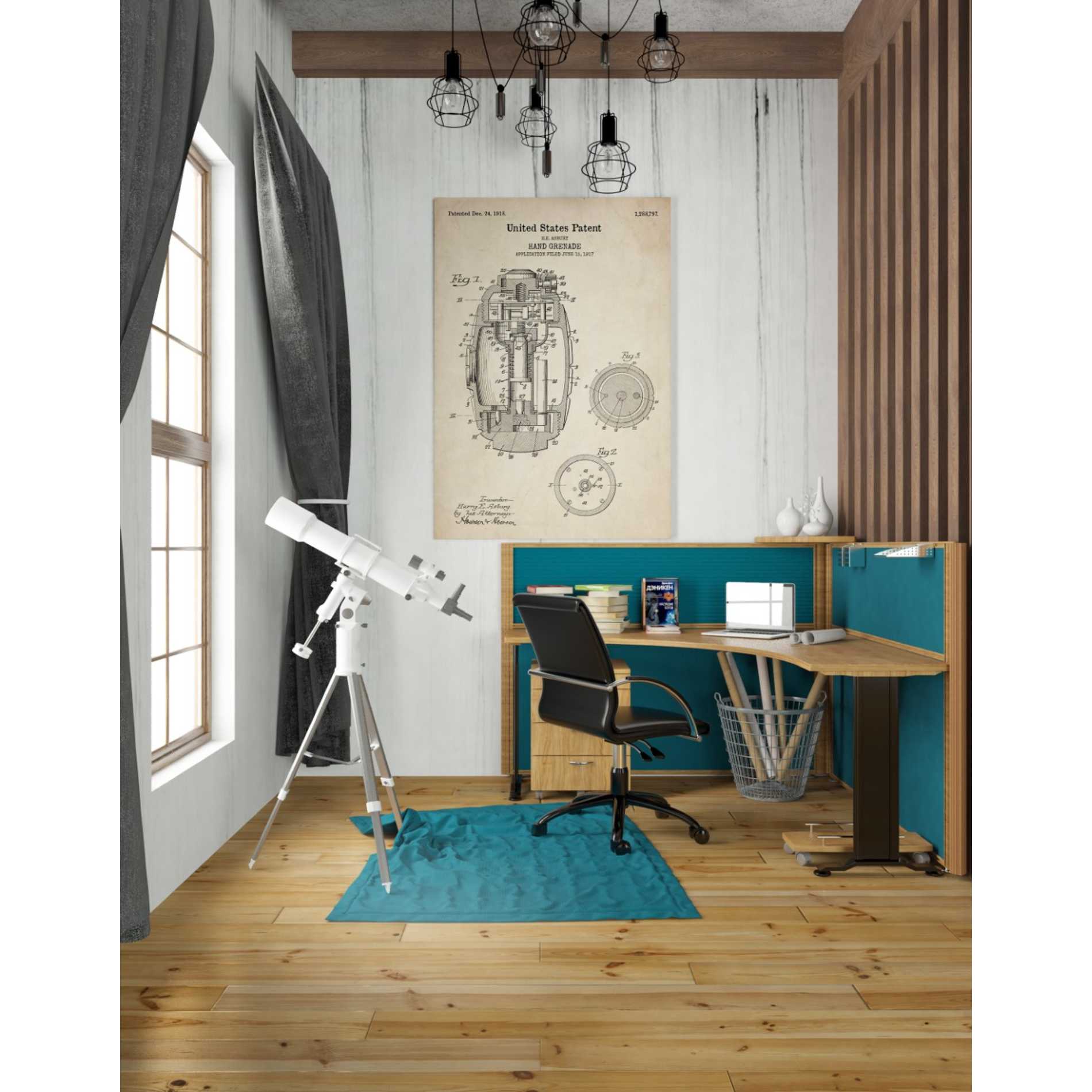 'Hand Grenade Blueprint Patent Parchment' Canvas Wall Art,26 x 40