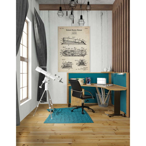 Image of 'Stapler Blueprint Patent Parchment' Canvas Wall Art,26 x 40