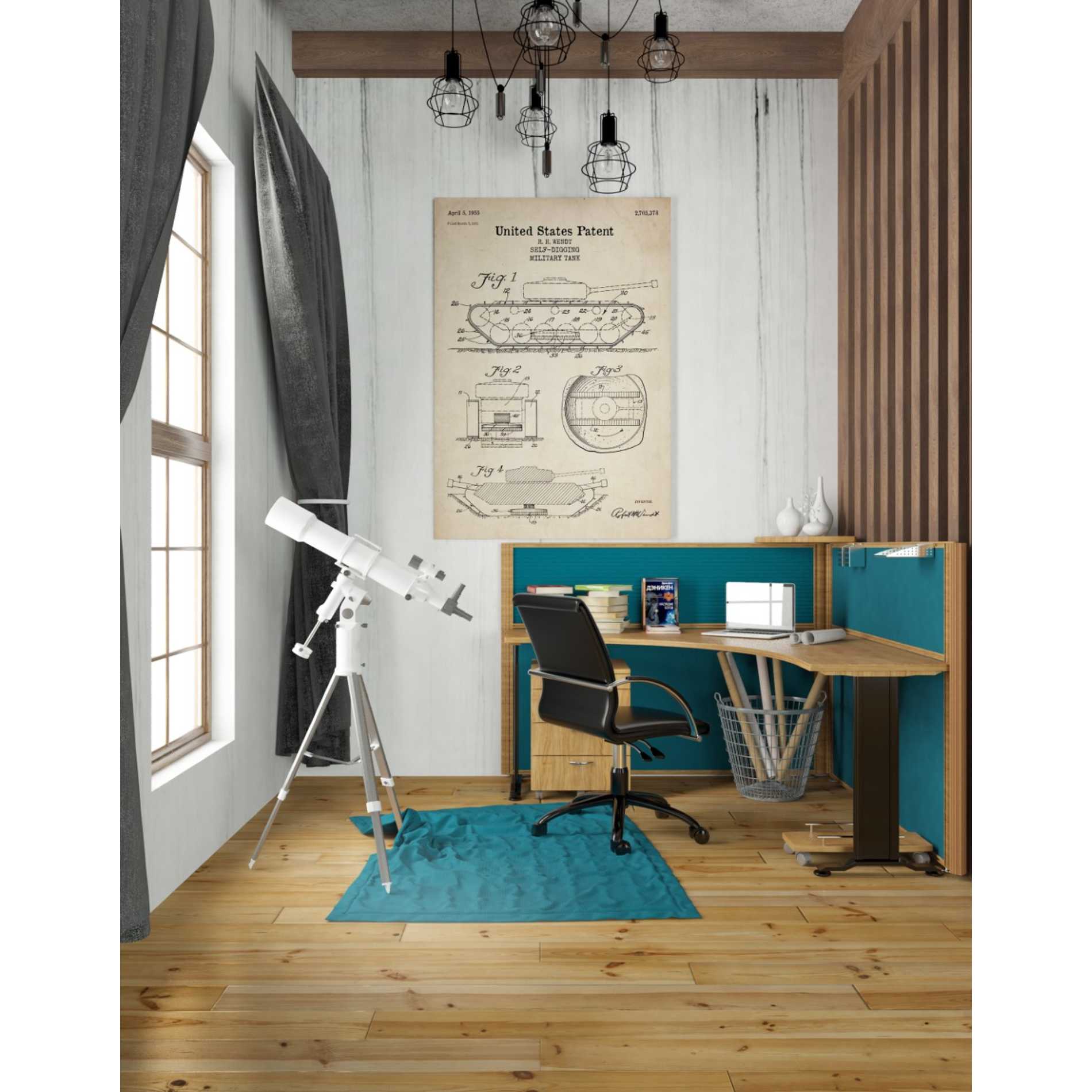 'Self-Digging Military Tank Blueprint Patent Parchment' Canvas Wall Art,26 x 40