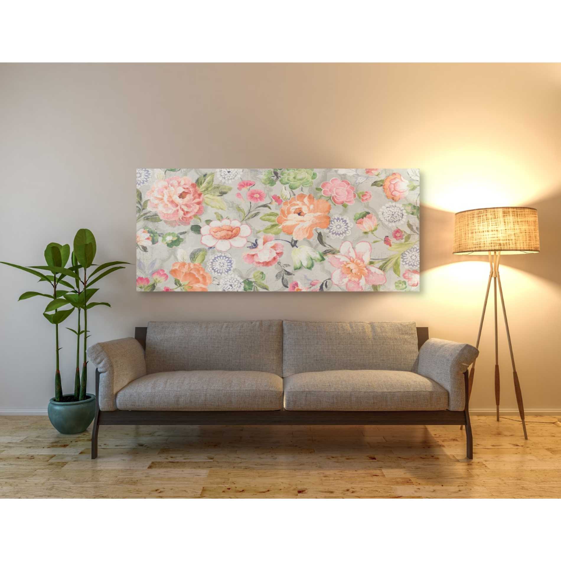 'Summer Garden of Delights Gray' by Danhui Nai, Canvas Wall Art,30 x 60