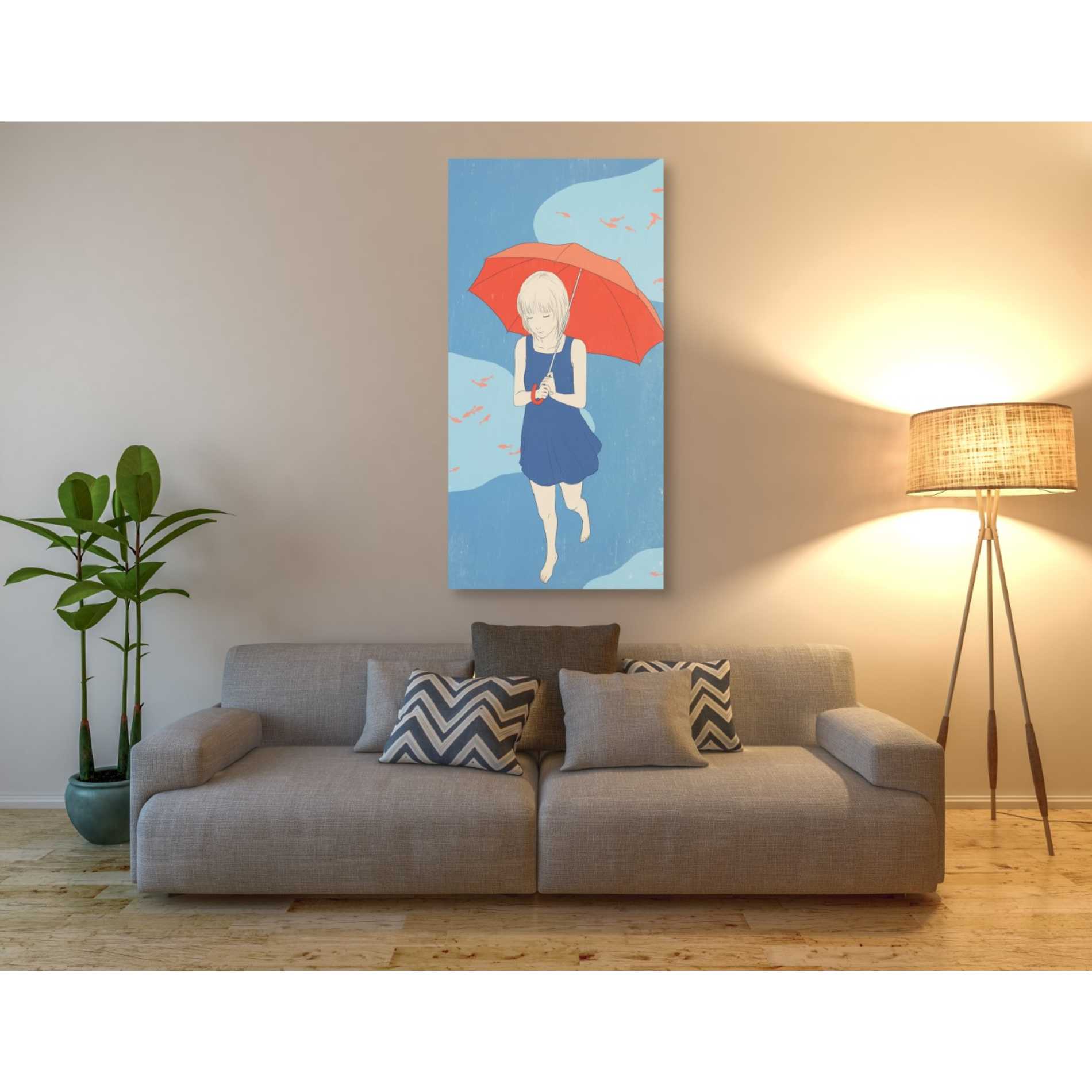 'Afternoon Fish' by Sai Tamiya, Canvas Wall Art,30 x 60