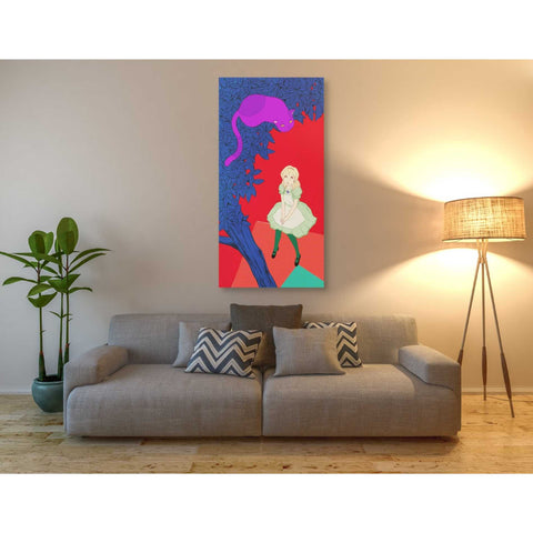 Image of 'Alice and Cheshire Cat' by Sai Tamiya, Canvas Wall Art,30 x 60